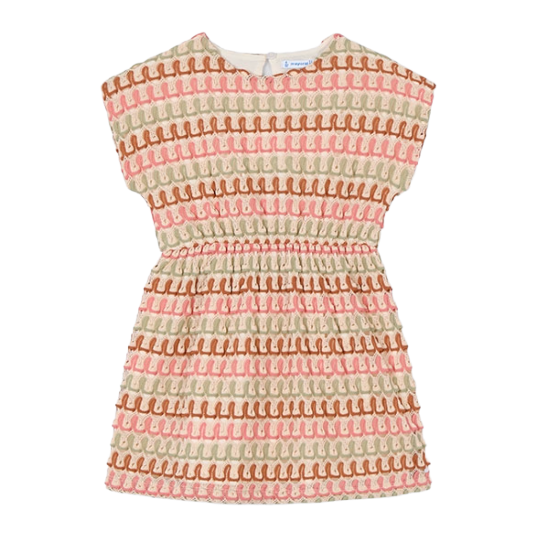 Mayoral Neutral Crochet Open Back Dress