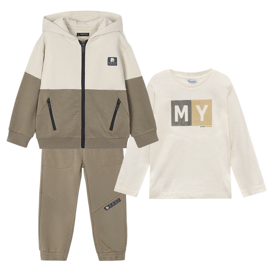 Mayoral Beige Zip 3pc Tracksuit 4426/4559/173