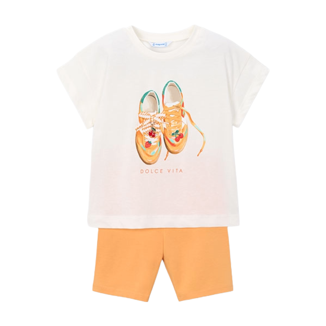 Mayoral Orange Shoe Cycle Short Set