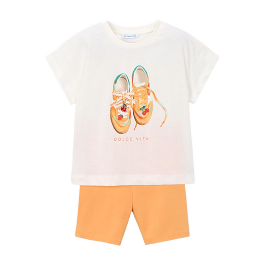 Mayoral Orange Shoe Cycle Short Set