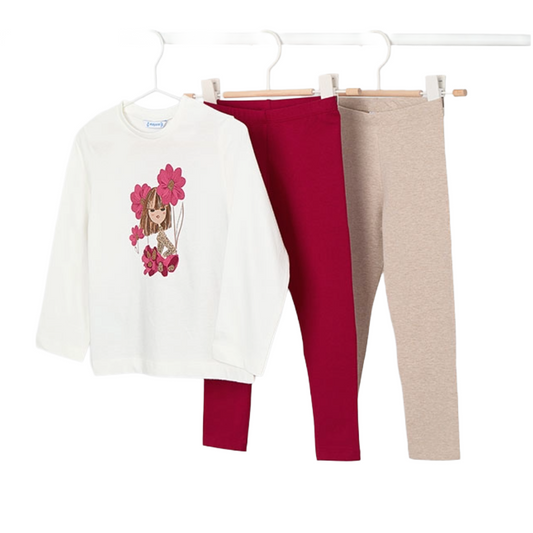 Mayoral Red & Beige 2 Leggings Set 4724