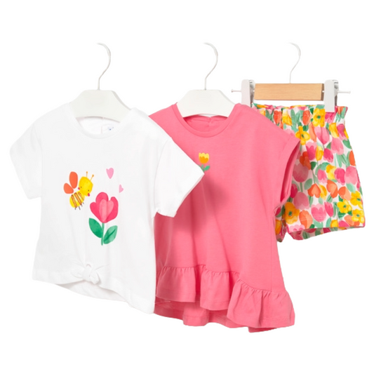 Mayoral Baby Girl Flower 3pc Short Set