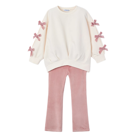 Mayoral Pink Velvet Bow Legging Set 4725