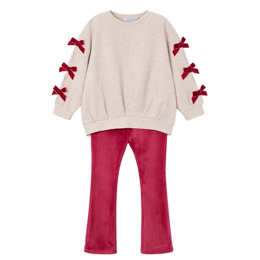 Mayoral Red Velvet Bow Legging Set 4725