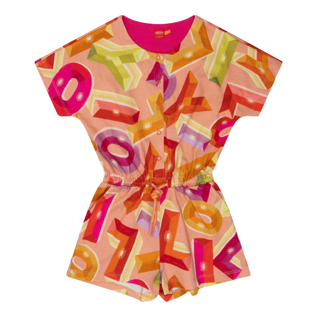 Oilily Pippz Crabapple Letter Playsuit