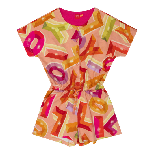 Oilily Pippz Crabapple Letter Playsuit