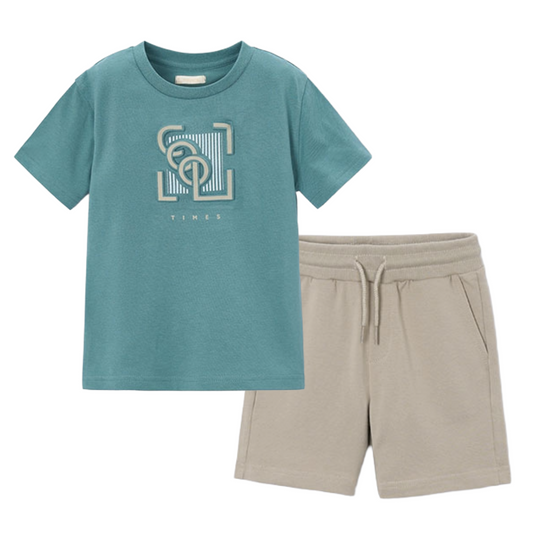 Mayoral Green & Beige Logo Short Set