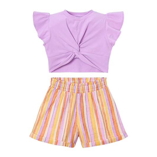 Mayoral Lilac Crop Stripe Short Set