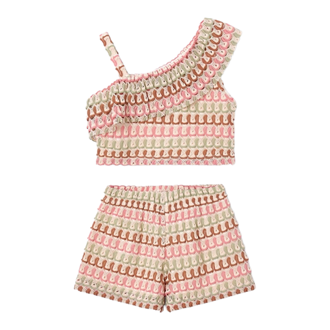 Mayoral Neutral Crochet Short Set