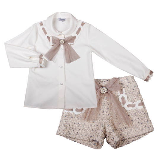 Naxos Gold Tweed Bow Short Set