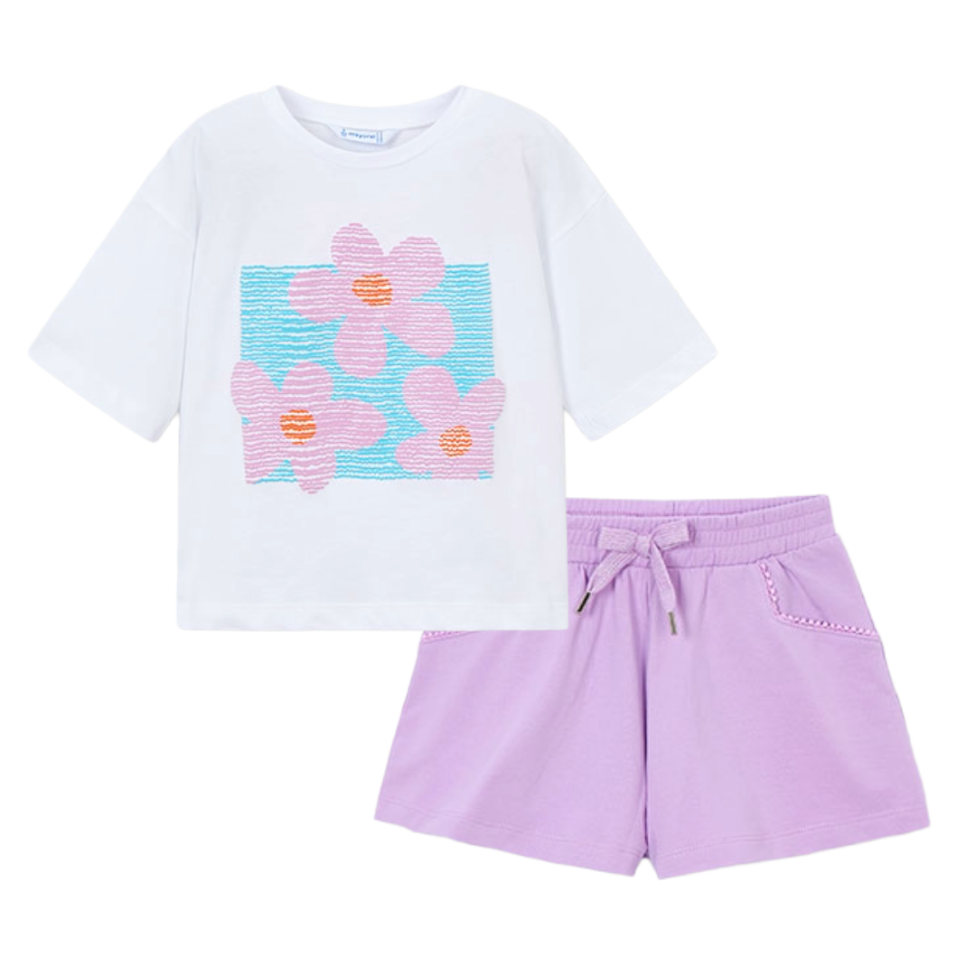 Mayoral Lilac Floral Short Set
