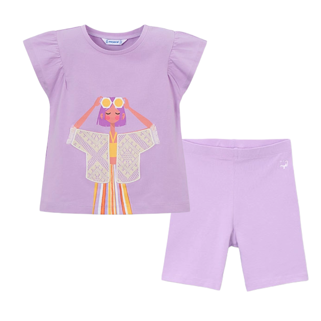 Mayoral Lilac Girl Cycle Short Set