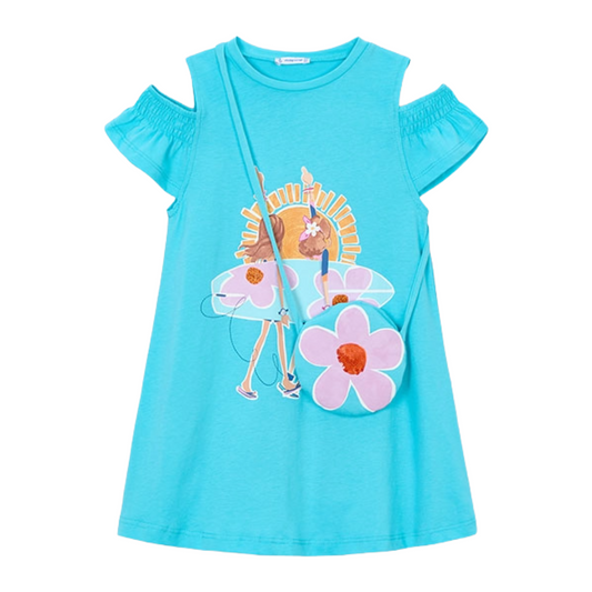 Mayoral Aqua Cut Out Bag Dress