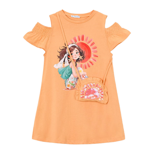 Mayoral Orange Cut Out Bag Dress