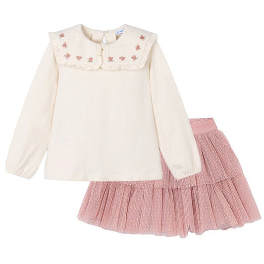 Mayoral Pink Collar Skirt Set 4134/4906