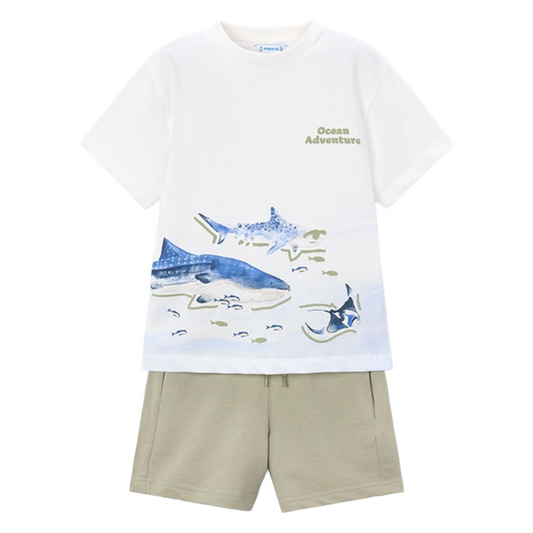 Mayoral Shark Beige Short Set