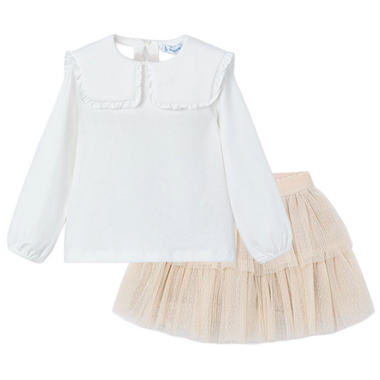 Mayoral Cream Collar Skirt Set 4134/4906