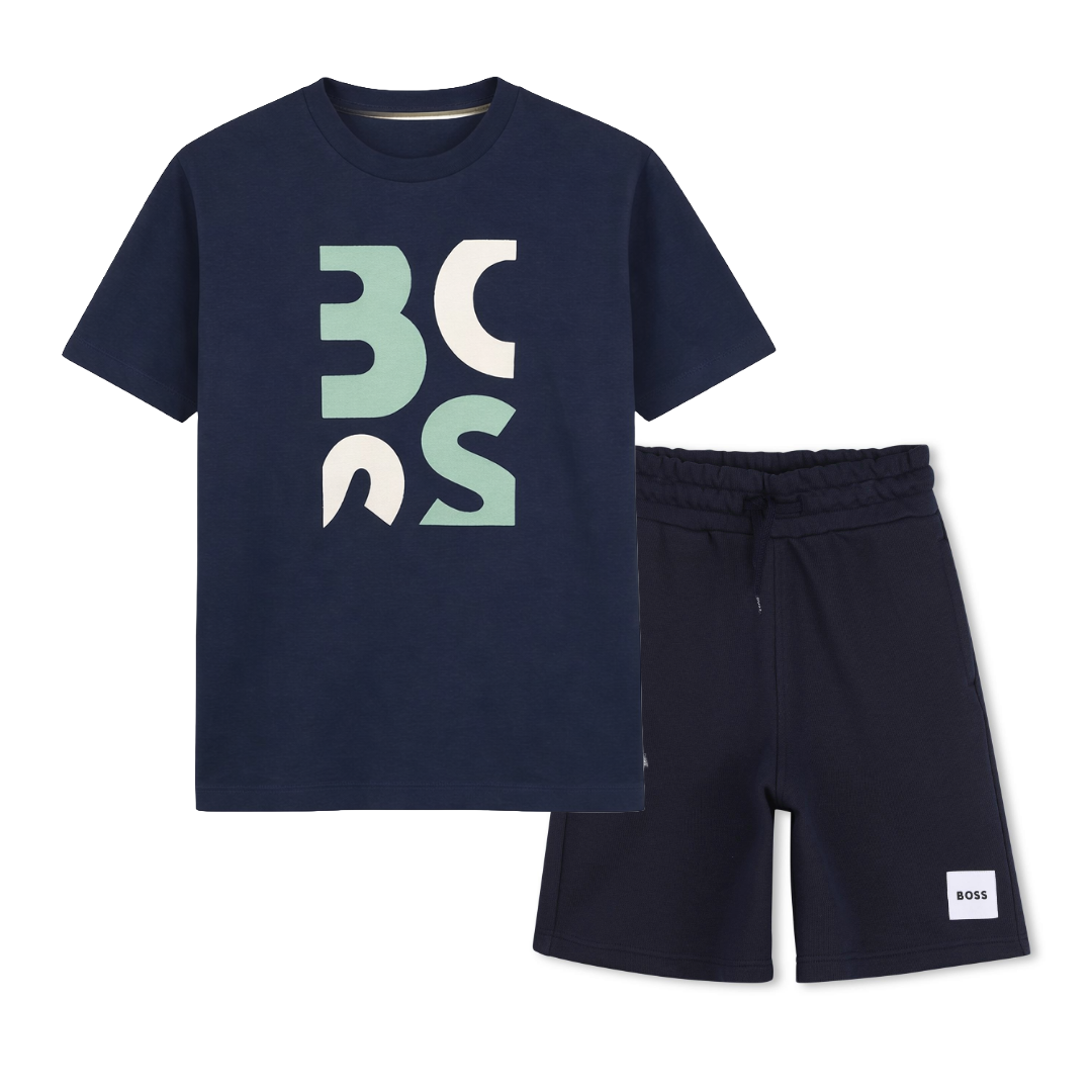 BOSS Navy Logo Short Set