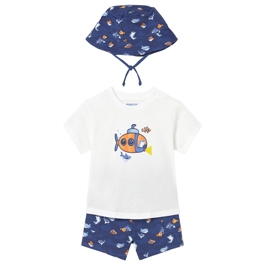 Mayoral Baby Boy Blue Hat & Short Set