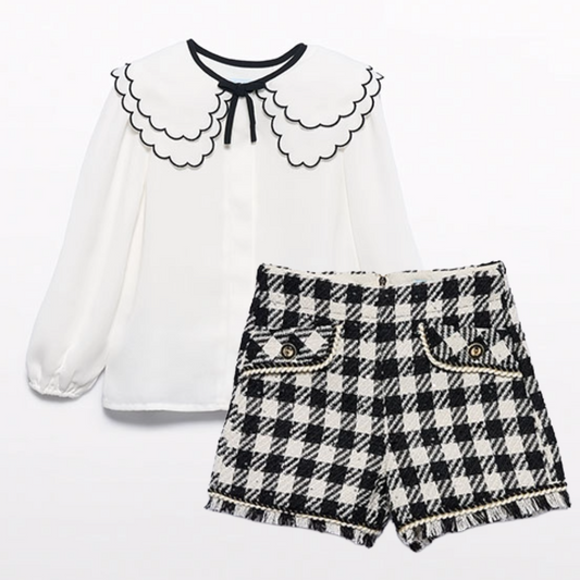 Abel & Lula Black Check Short Set