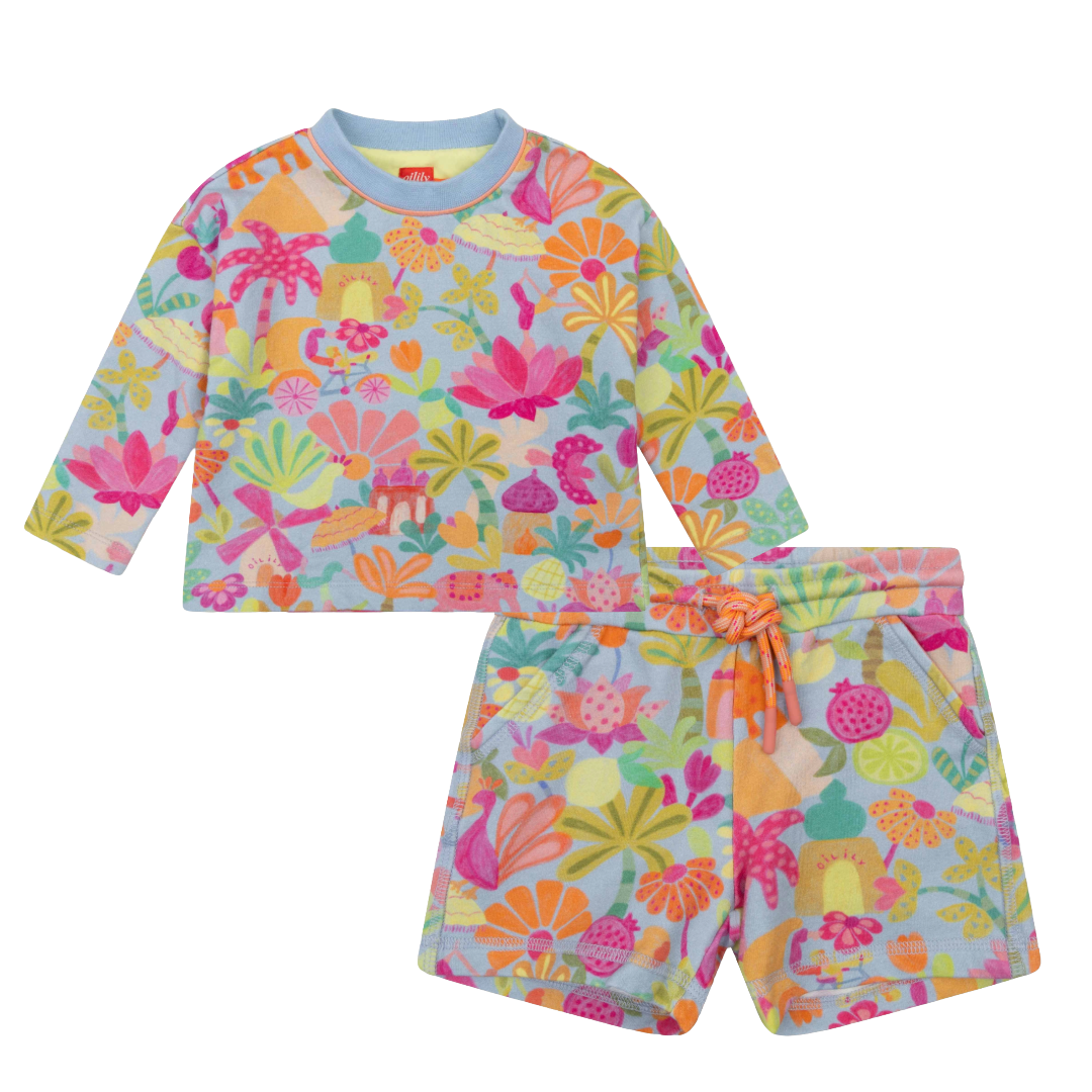 Oilily Hax & Pink Blue Floral Short Set