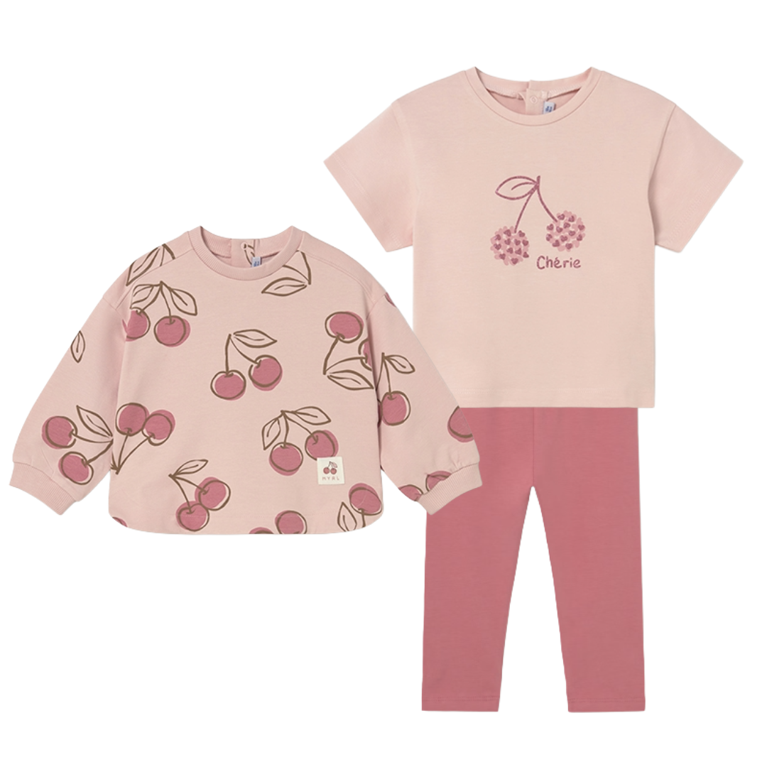 Mayoral Baby Girl Cherry 3pc Legging Set