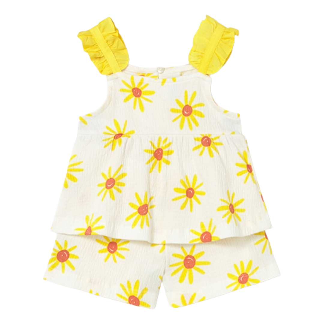Mayoral Baby Girl Yellow Flower Short Set
