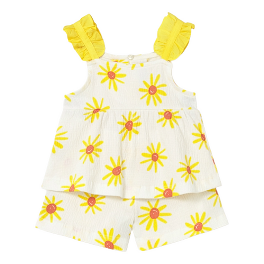 Mayoral Baby Girl Yellow Flower Short Set
