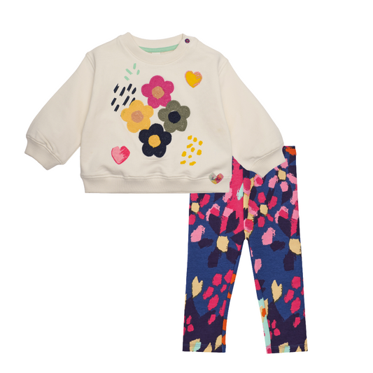 Tuc Tuc White Navy Floral Legging Set