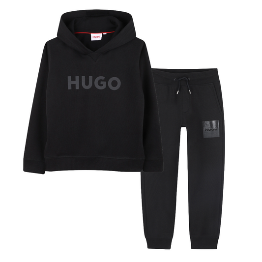 HUGO Black Hooded Tracksuit
