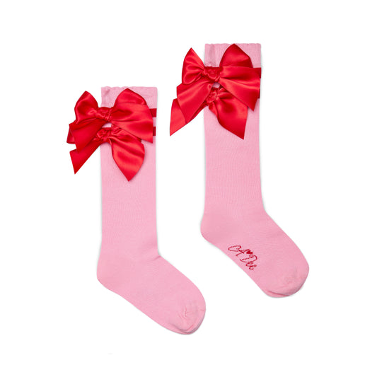 A Dee Lucy Pink Bow Knee Socks