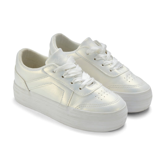 A Dee Patty White Iridescent Trainers