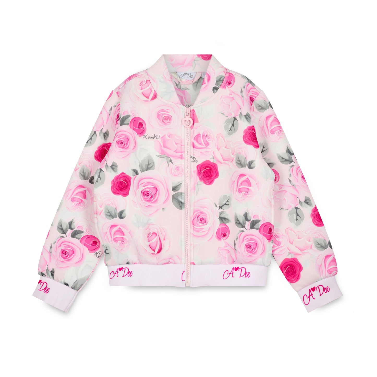 A Dee Alice Pink Rose Print Bomber Jacket