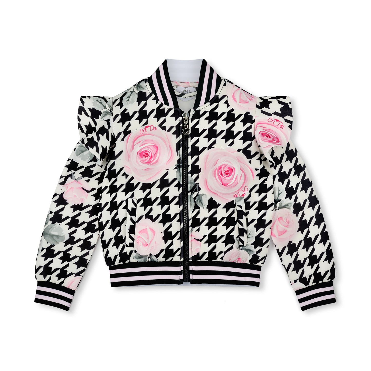A Dee Autumn Houndstooth Print Bomber Jacket