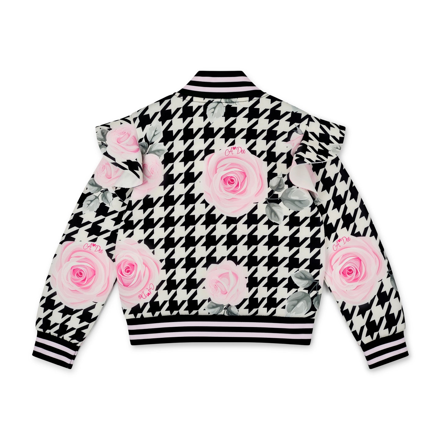 A Dee Autumn Houndstooth Print Bomber Jacket