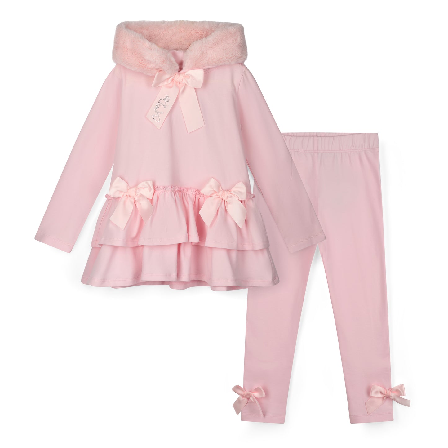 A Dee Alina Pink Faux Fur Hood Legging Set