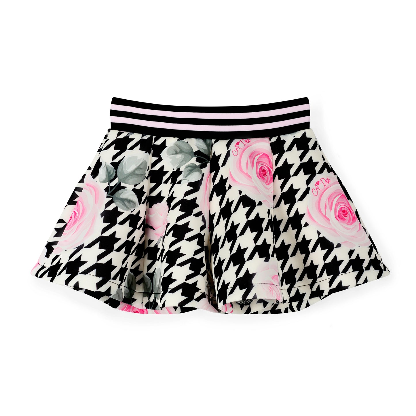 A Dee Amy Pink Houndstooth Print Short Set
