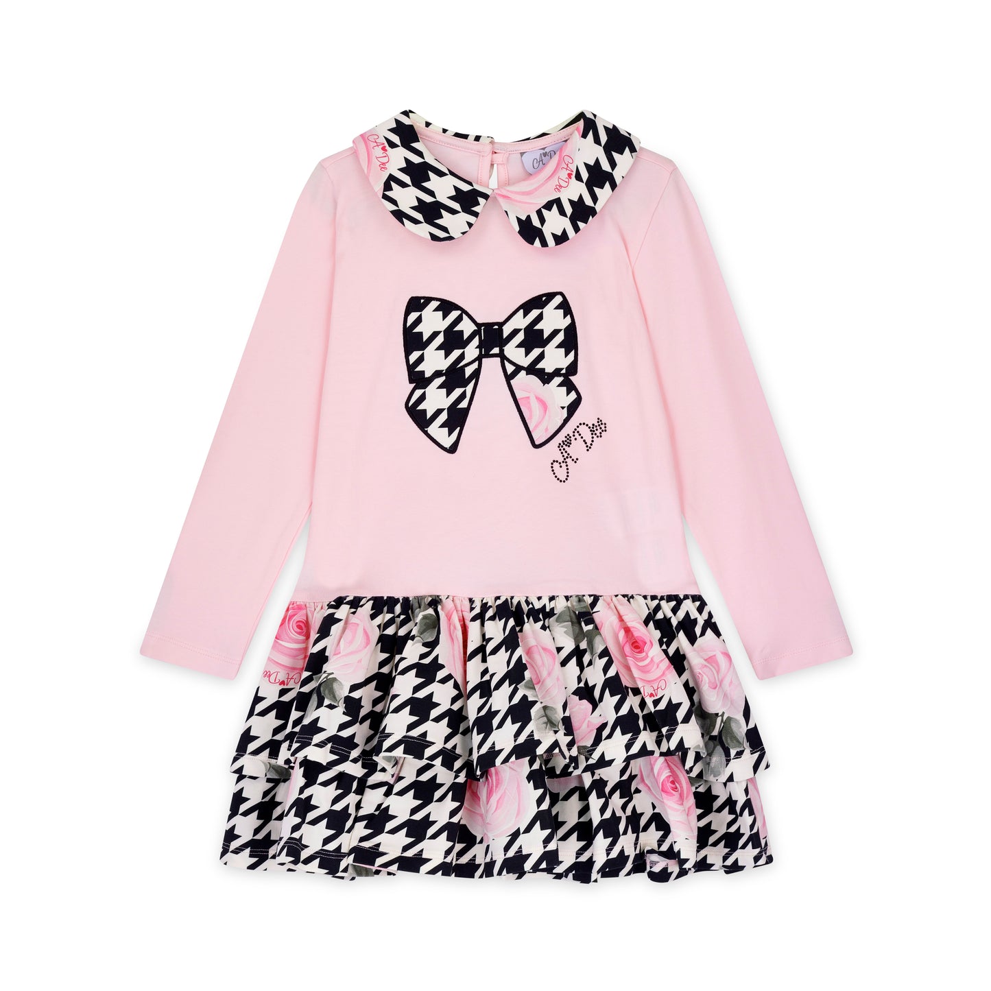 A Dee Adriana Pink Houndstooth Print Dress