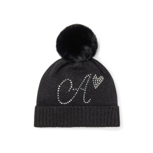 A Dee April Black Knitted Pom Hat