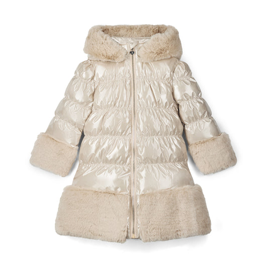 A Dee Aurora Beige Faux Fur Coat