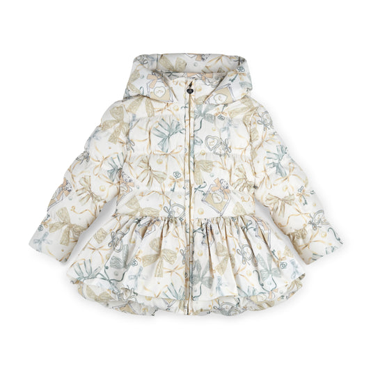 A Dee Ava Cream Bow Print Coat