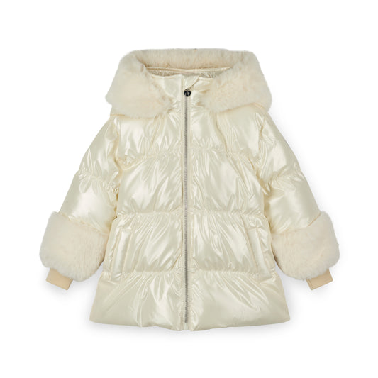 A Dee Avery Cream Short Fur Trim Jacket