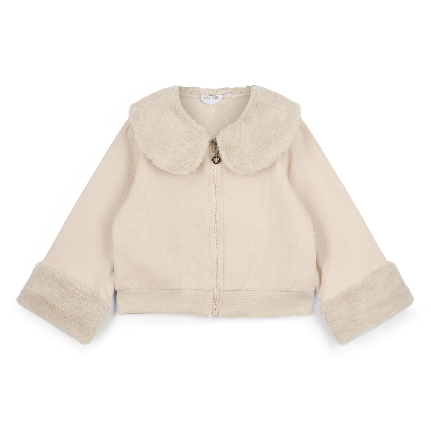 A Dee Audrey Beige Faux Fur Bomber Jacket