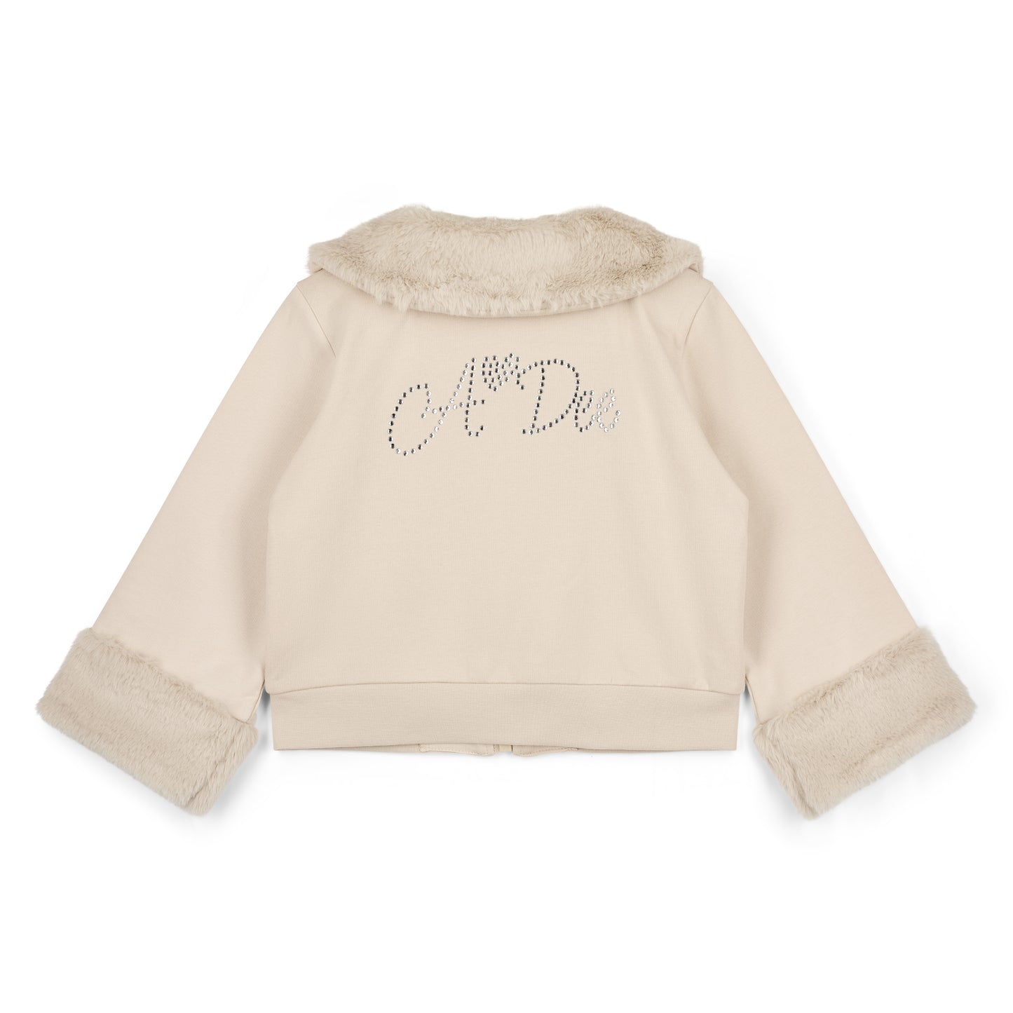A Dee Audrey Beige Faux Fur Bomber Jacket