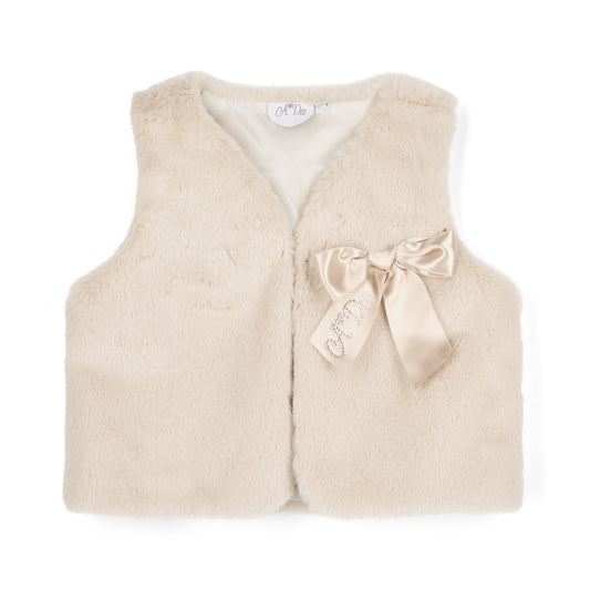 A Dee Anna Beige Faux Fur Gilet