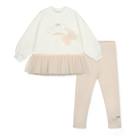 A Dee Bonnie Beige Tulle Legging Set
