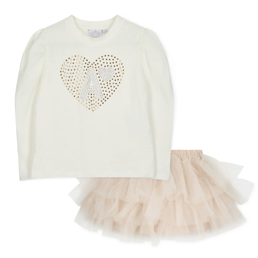 A Dee Blair Beige Tulle Skirt Set