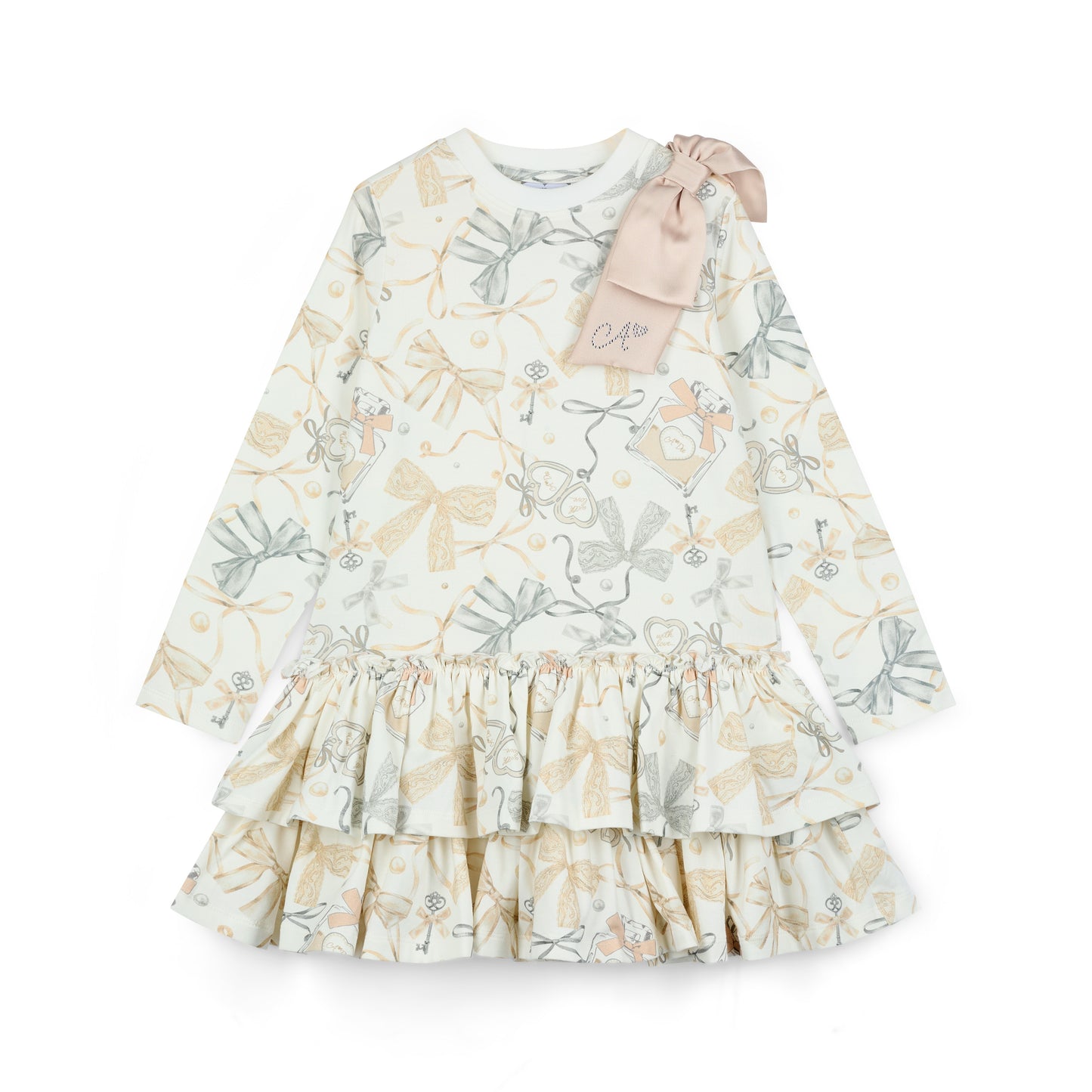 A Dee Bailey Cream Bow Print Dress