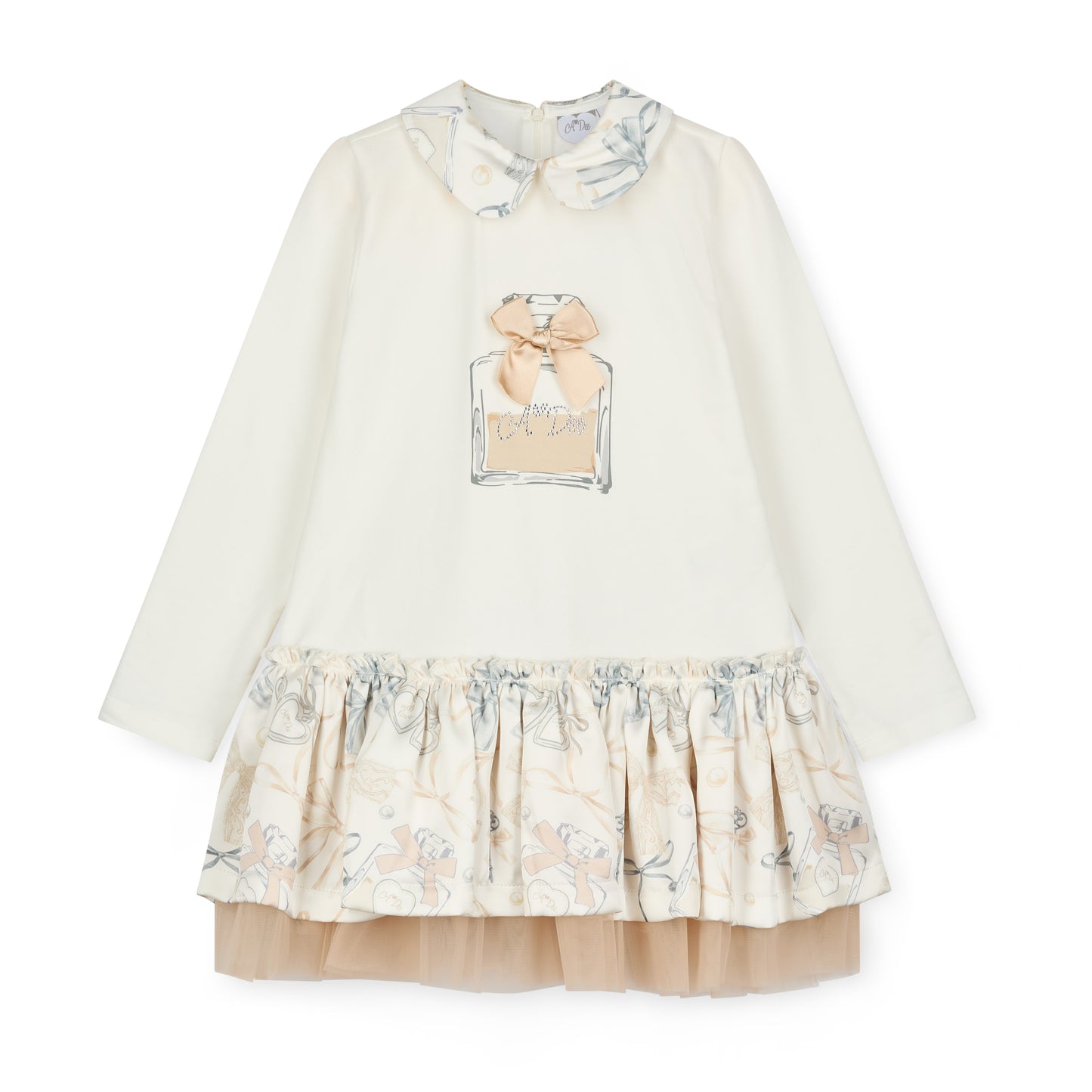 A Dee Betty Cream Drop Waist Bow Dress