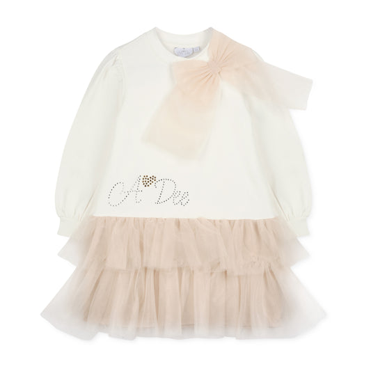 A Dee Brandy Beige Tulle Bow Dress